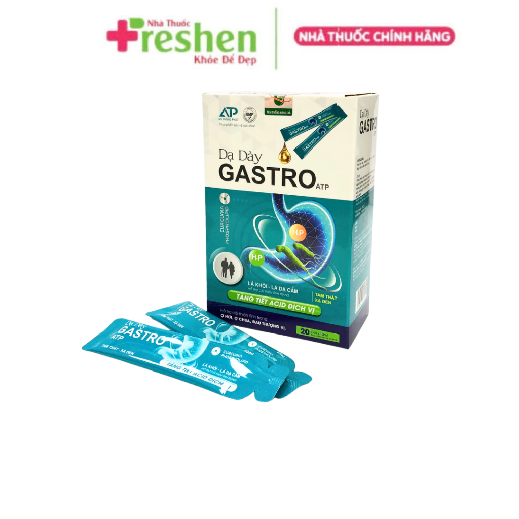 Gel Uống Dạ Dày GASTRO ATP Hỗ Trợ Đau Dạ Dày, Ợ Nóng, Trào Ngược – Hộp 20 gói x 10ml