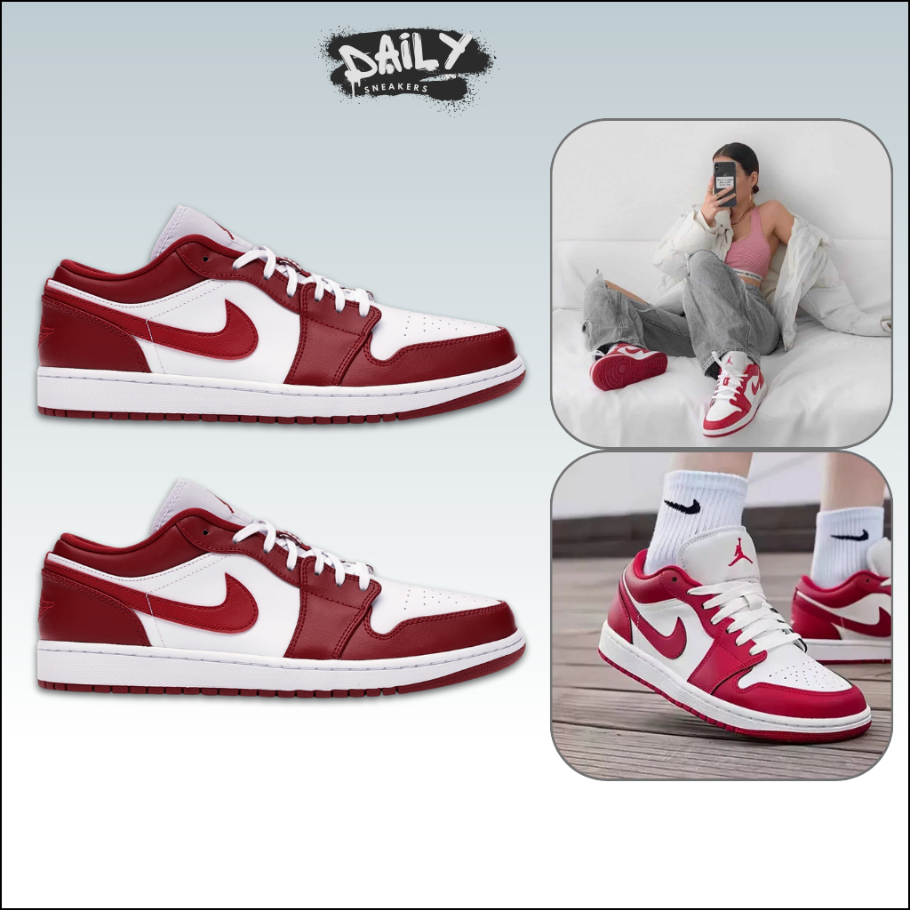 Giày Thể Thao Nike Air Jordan 1 Low Gym Red White – Sneaker JD1 Low Trắng Đỏ [Daily Sneakers]