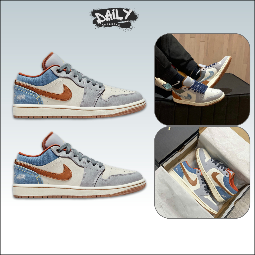 Giày Thể Thao Nike Air Jordan 1 Low Phantom – Sneaker JD1 Low Cam Gót Xanh Cao Cấp [Daily Sneakers]