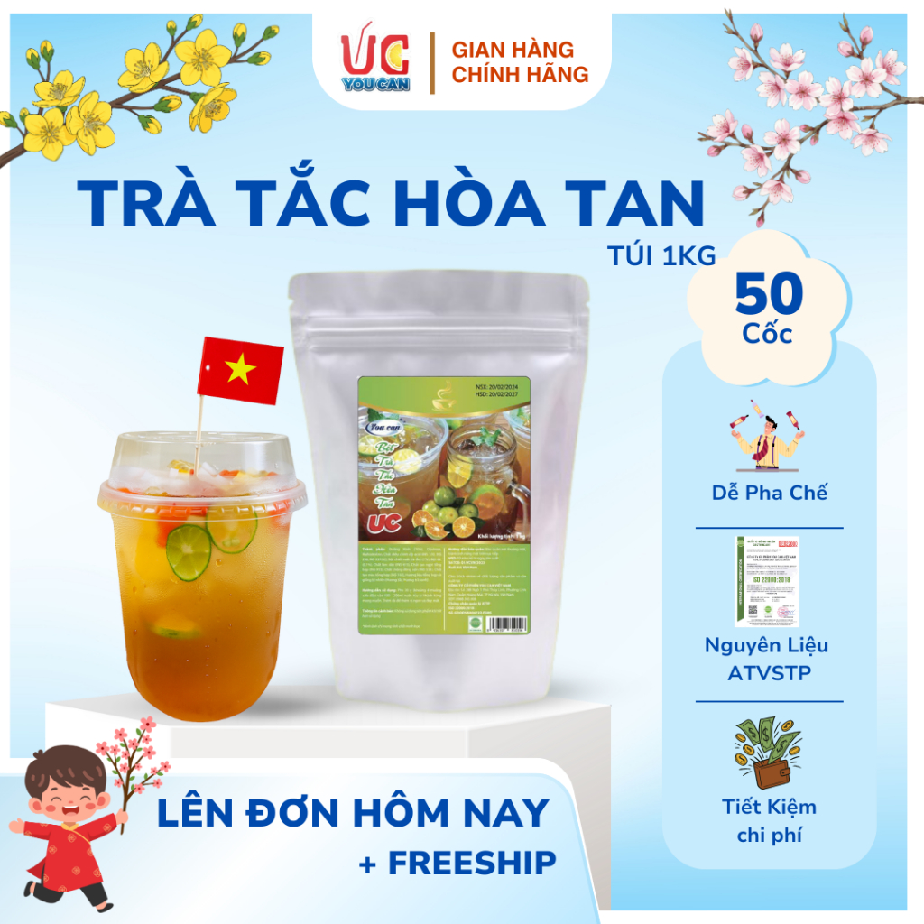 Trà UC Các Vị (1 gói 1kg)Trà Chanh, Trà Tắc, Trà Sữa,Thơm Ngon, Chuẩn Vị, Dễ Pha, Cost Thấp