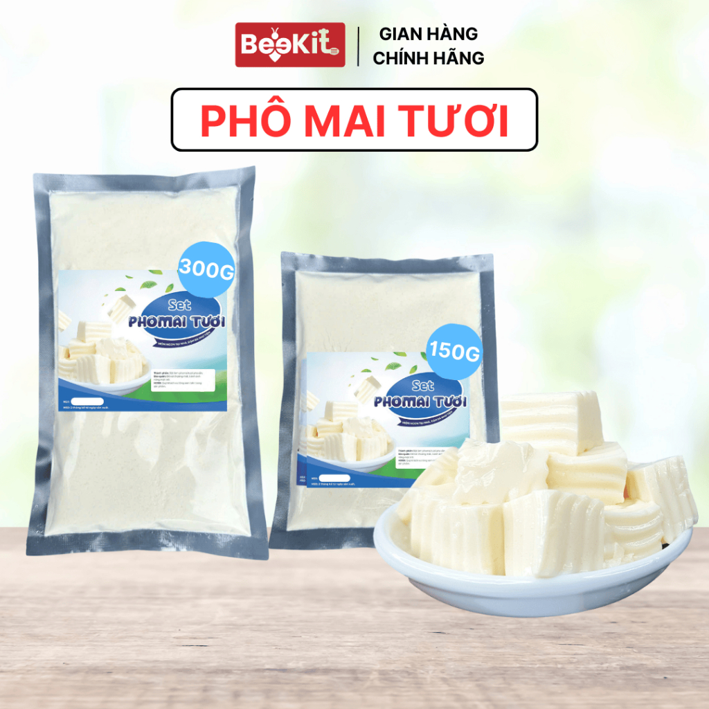 Set Làm Phô Mai Tươi BeeKit, 150gr-300gr Nguyên Liệu Tự Nấu Topping - Food Ăn Vặt Ngon