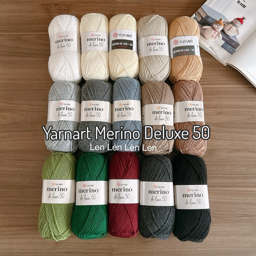 Len Yarnart Merino Deluxe 50-len lông cừu nhập khẩu cao cấp-len đan móc khăn áo đông