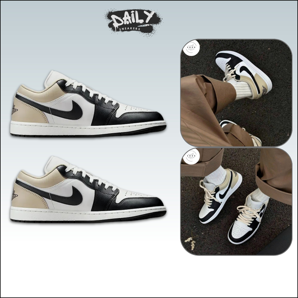Giày Thể Thao Air Jordan 1 Low Rattan – Sneaker JD Low Kem Nâu Phối Màu Be Cao Cấp [Daily Sneakers]