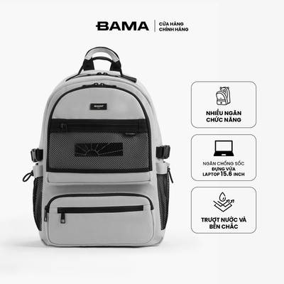Balo nam nữ đi học đi làm BAMA Mesh Fabric Backpack MF102 chống nước nhiều ngăn laptop 15.6 inch