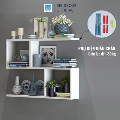 Giá Sách Treo Tường 3 Tầng 80cm x 55cm x 15cm SIB Decor (Nhiều màu) - KT36