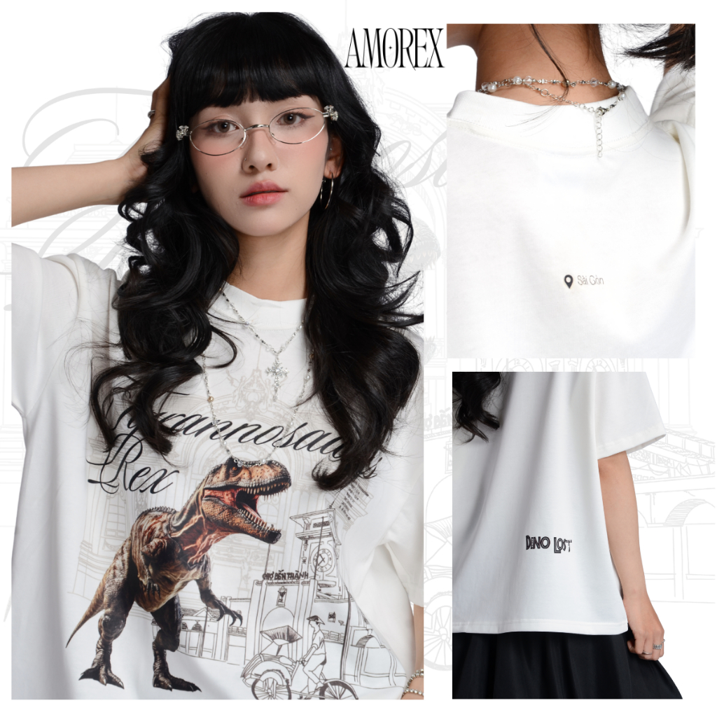 [AMOREX] Áo thun unisex form boxy Khủng Long TRex,Brachiosaurus, Triceratops  – Hà Nội, Huế, Sài Gòn