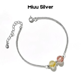  Vòng tay bạc đá phong thuỷ Miuu Silver lắc tay nữ 2 charm bi 