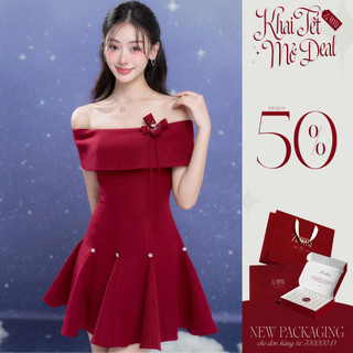  ZAMYSHOP - Váy thiết kế trễ vai chân xòe váy xinh đi chơi đi tiệc nhẹ 