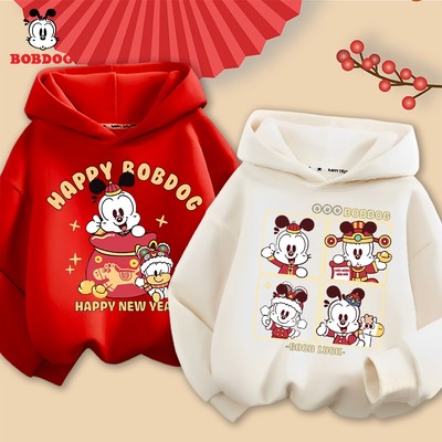 Áo hoodie cho bé trai BOBDOG, áo nỉ có mũ cho bé chất cotton da cá ấm áp in hình micky tết 2026