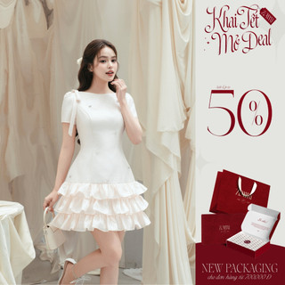  ZAMYSHOP - Váy thiết kế tafta chân tầng đính nơ váy đi tiệc đi chơi cách điệu tiểu thư 