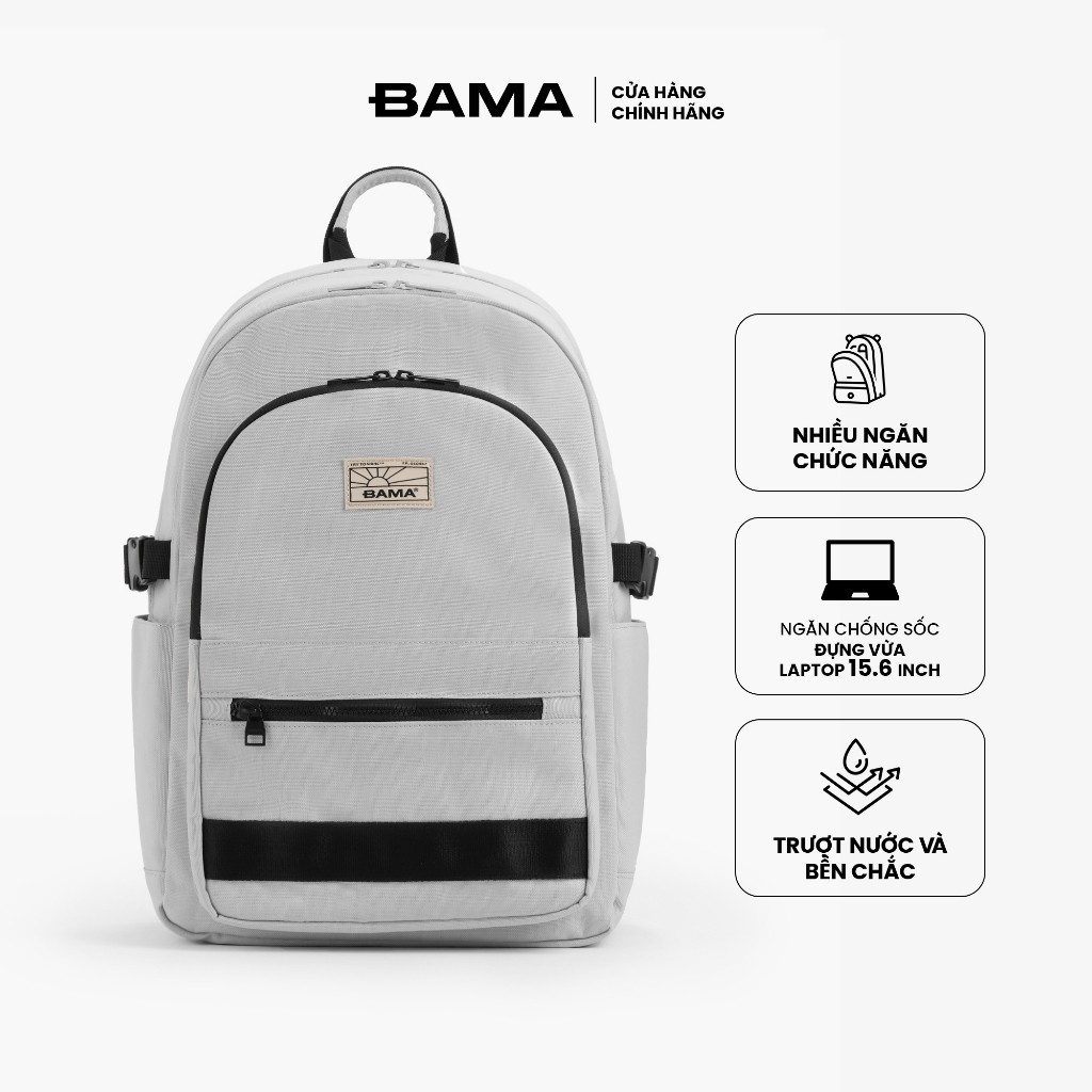 Balo nam nữ đi học đi làm BAMA New Basic Backpack NB102 chống nước nhiều ngăn đựng laptop 13 14 15 6 inch