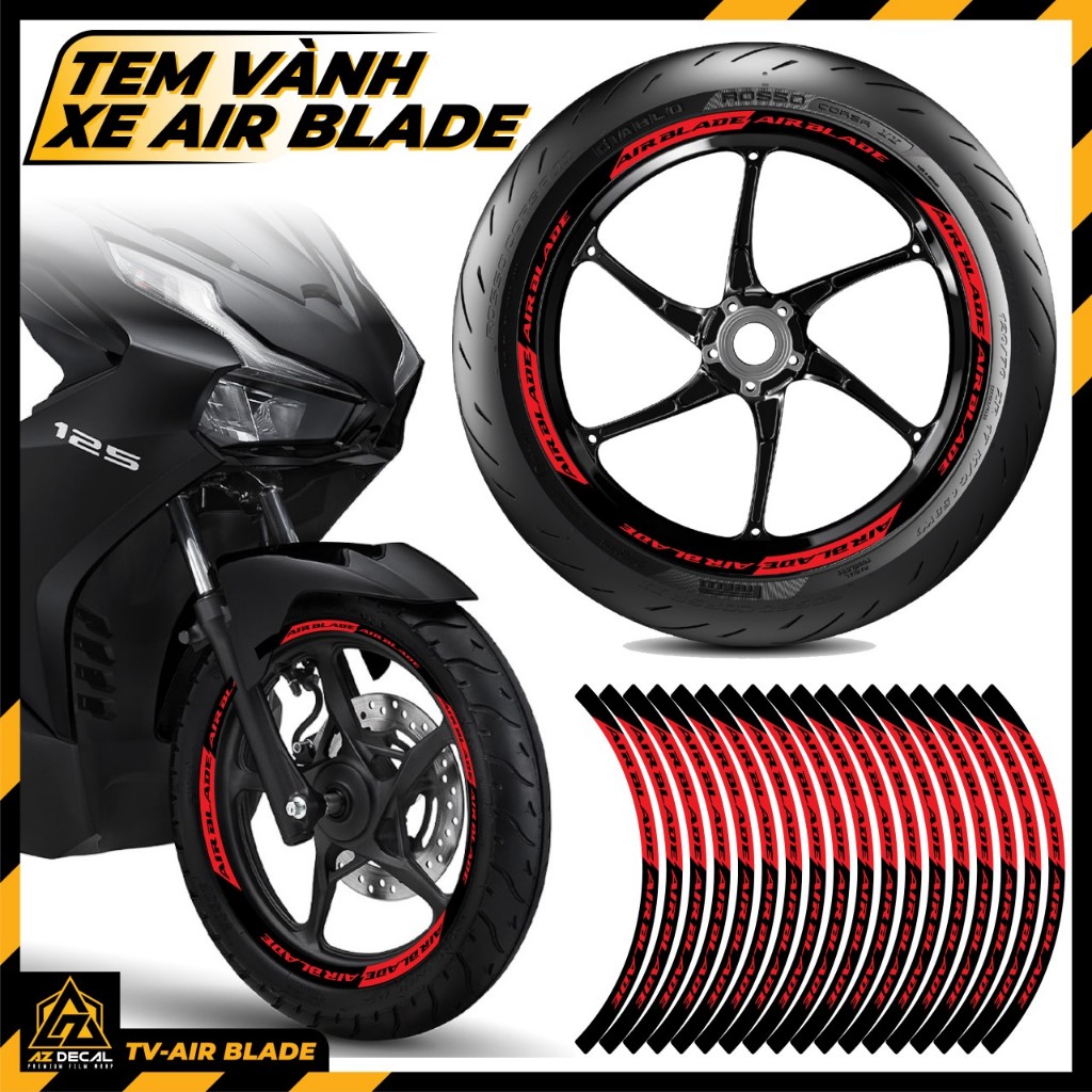 Tem Dán Vành AIR BLADE | Decal Tổ Ong Dán Mâm AB Phản Quang | TVAB - AZDECAL