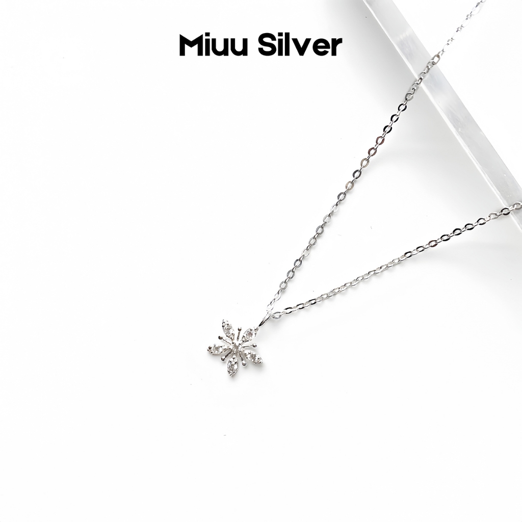  Vòng cổ nữ bạc 925 Miuu Silver hình bông tuyết đính đá Snowflakes Necklace 