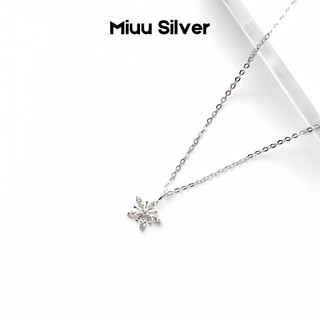  Vòng cổ nữ bạc 925 Miuu Silver hình bông tuyết đính đá Snowflakes Necklace 