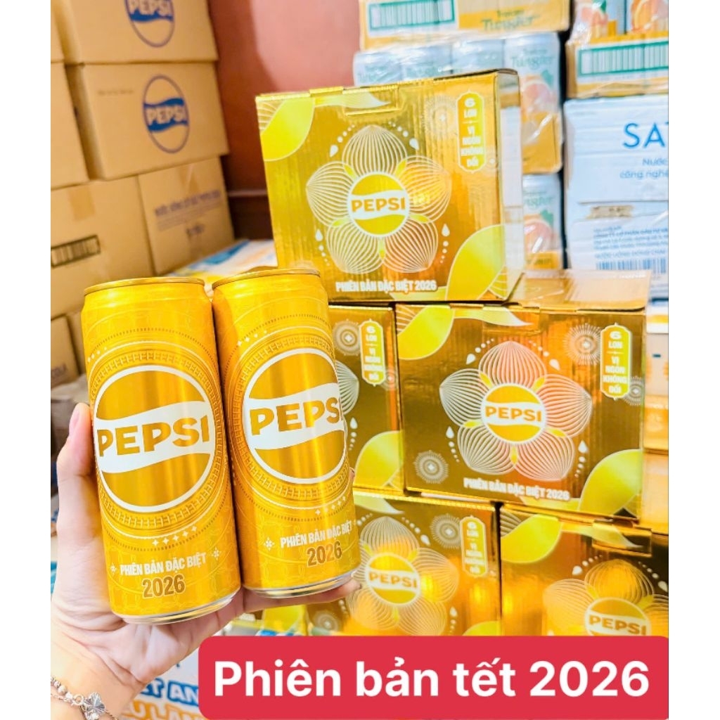 (hỏa tốc HCM) THÙNG 24 LON PEPSI VÀNG PHIÊN BẢN TẾT 2026 LON 320ML