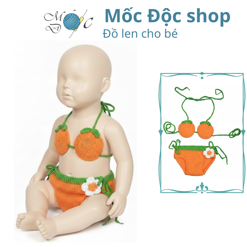 Bikini len cho bé gái – Trái cam - Chụp ảnh, đi biển, quà tặng đầy tháng