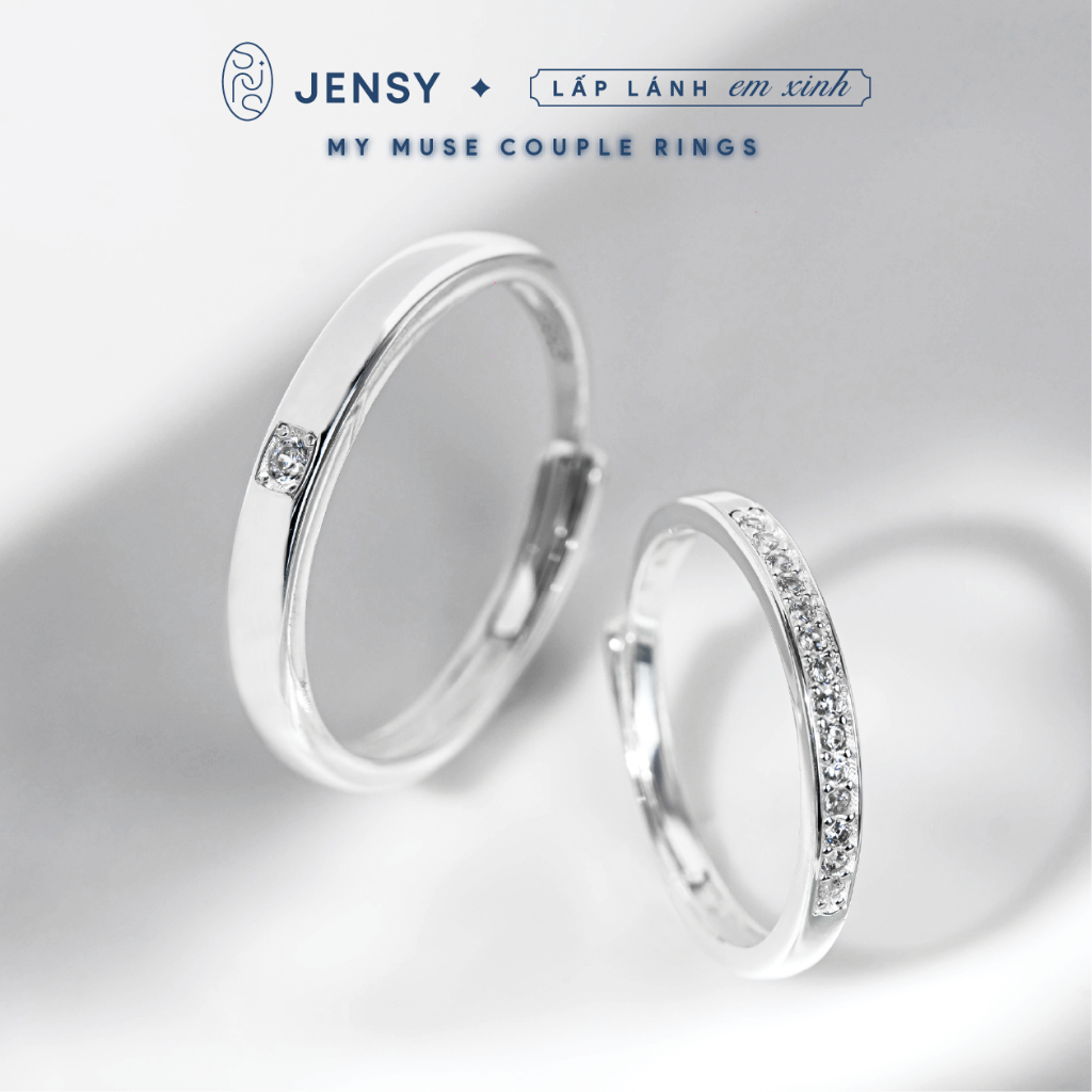 Nhẫn Đôi Bạc S925 Cao Cấp JENSY Gắn Đá CZ "My Muse" NDARJ7317. Nhẫn Đôi Bạc 925 Nam Nữ