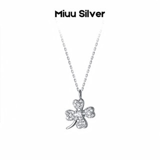  Dây chuyền bạc nữ Miuu Silver vòng cổ cỏ 4 lá đính đá bạc 925 