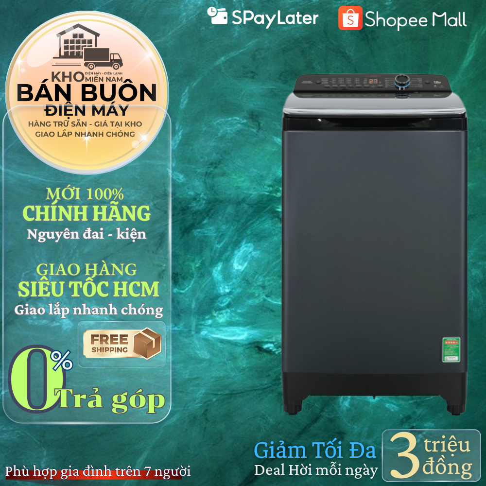 Máy giặt cửa trên Aqua 12KG AQW-FR120HT.BK - Bảo hành 2 năm - Hàng chính hãng