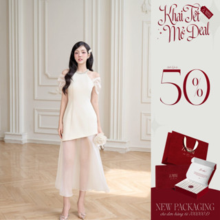  ZAMYSHOP - Váy thiết kế cổ yếm chân tơ váy đi tiệc thanh lịch sang trọng 