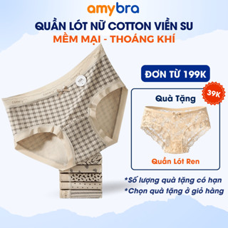  Quần Lót Nữ Cotton Lưng Cao – Quần Chip Nữ Mềm Mịn Thấm Hút Họa Tiết Thời Trang AMYBRA L8383 