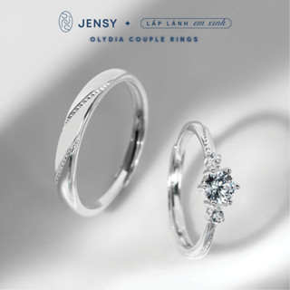  Nhẫn Đôi Bạc S925 Cao Cấp JENSY Gắn Đá "Olydia" NDJ1 Nhẫn Đôi Bạc Tình Yêu Nam Nữ 