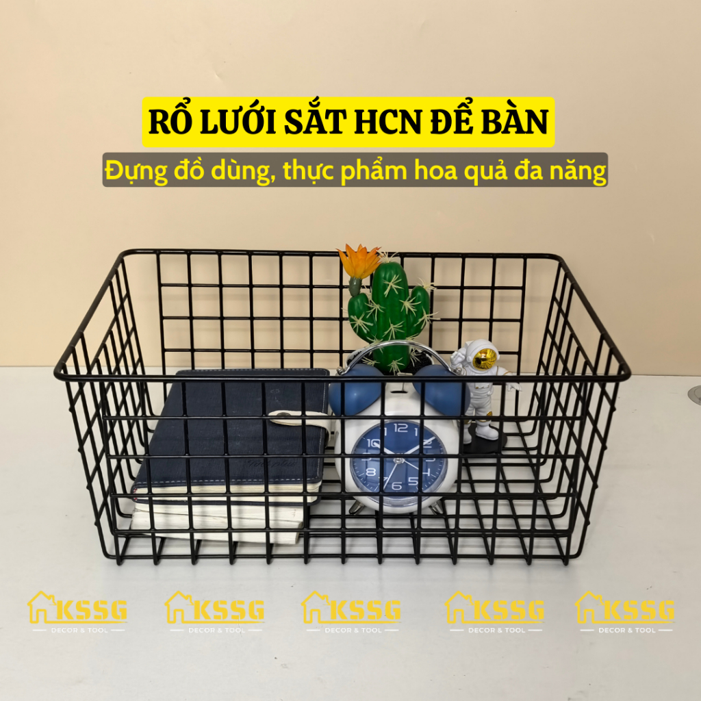Rổ HCN Để Bàn Đựng Đồ Decor - Rổ Lưới Sắt Đựng Đồ Dùng Cá Nhân