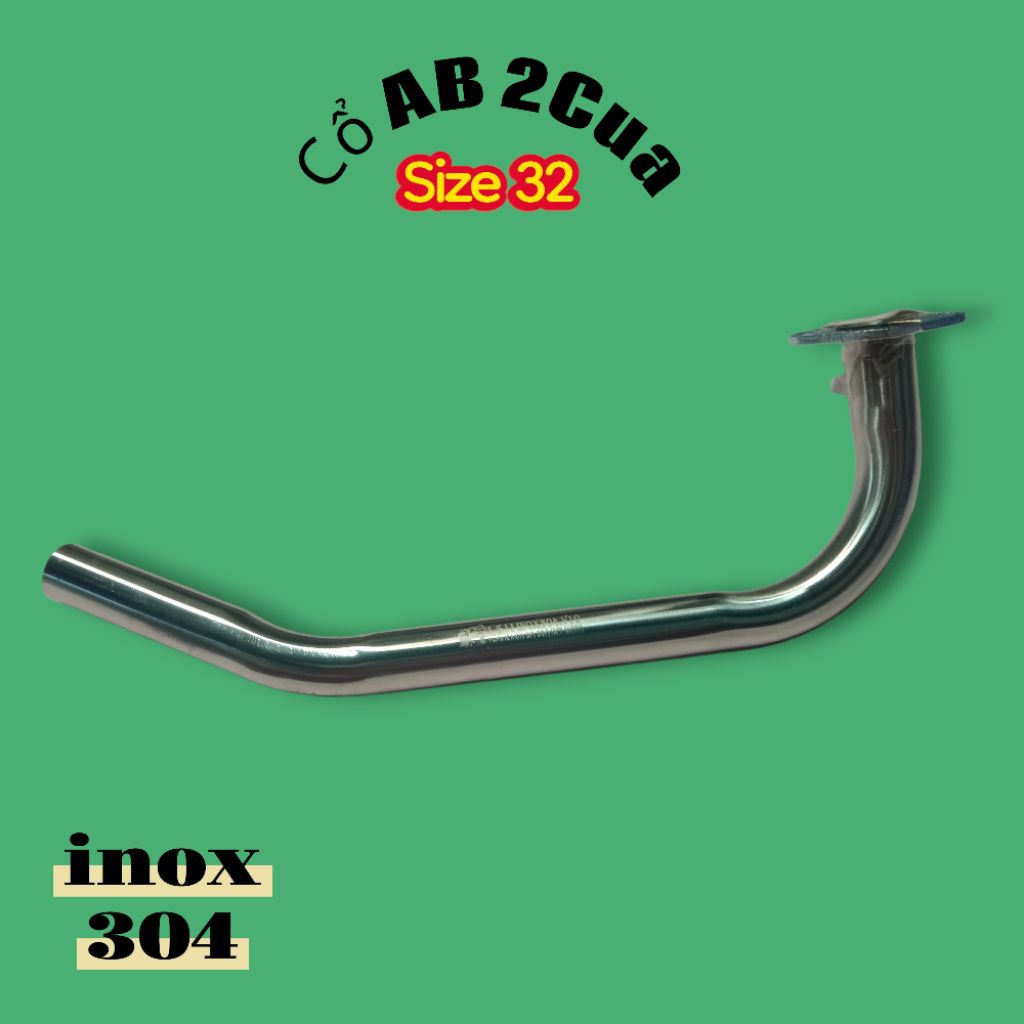 Cổ Pô Thay Cho Xe AB 125-150 2val, SH Việt 213-219, PCX Việt, Vario 217-218. inox 304.(Size 32)