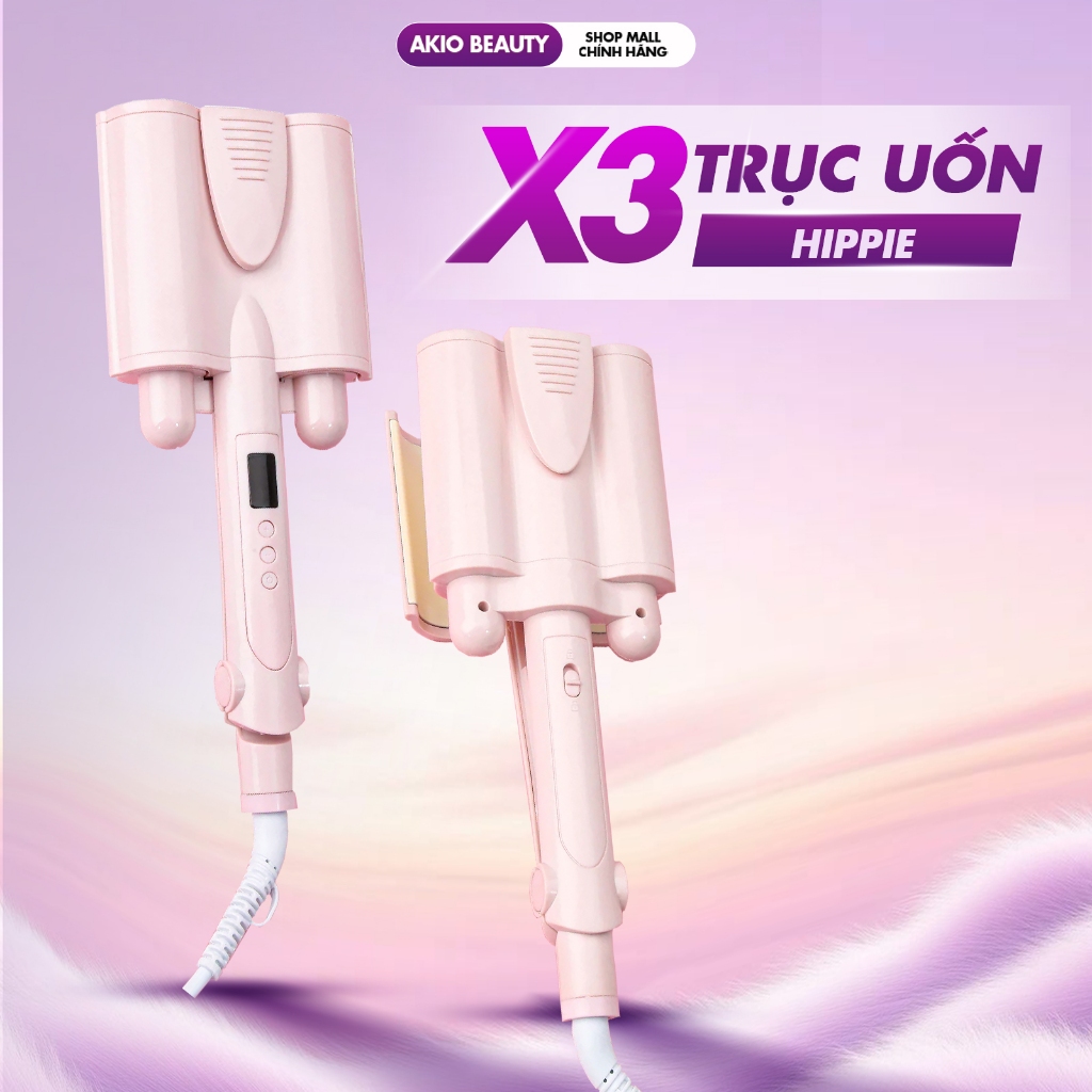 Máy làm tóc hippie 3 trục AKIO BEAUTY  màn LCD Sizw 26mm