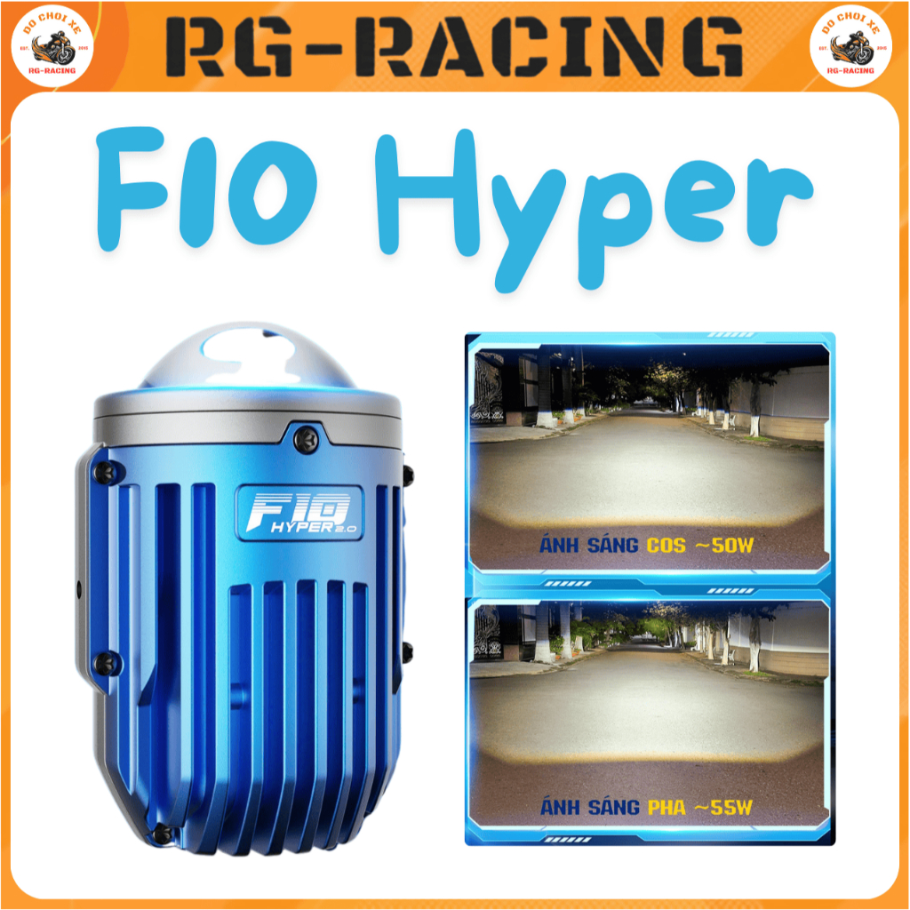 Bi Gầm LED X-Light F10 Hyper 2.0 2.0 Inch 50W/55W Siêu Cos Pha Gom IP68