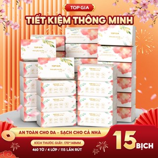  Thùng 15b giấy ăn sương mai Topgia giấy khổ lớn 4lớp dập vân phiên bản cải tiến phù hợp với mọi nhà 