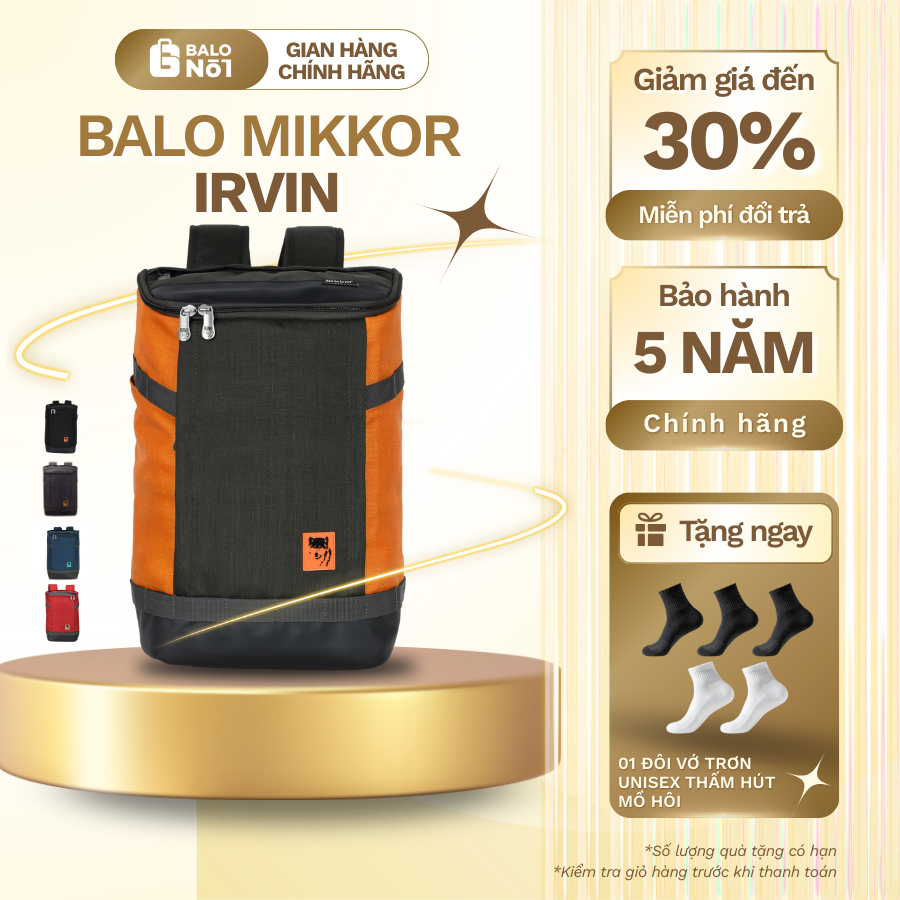 [MIKKOR] Balo Laptop Cao Cấp Mikkor The Irvin Backpack – Nhiều Màu