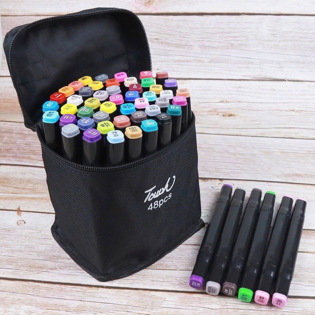 BÚT DẠ MÀU TOUCH MARKER 48 MÀU TẶNG KÈM TÚI VẢI - BÚT VẼ MARKER CHUYỂN NGHIỆP