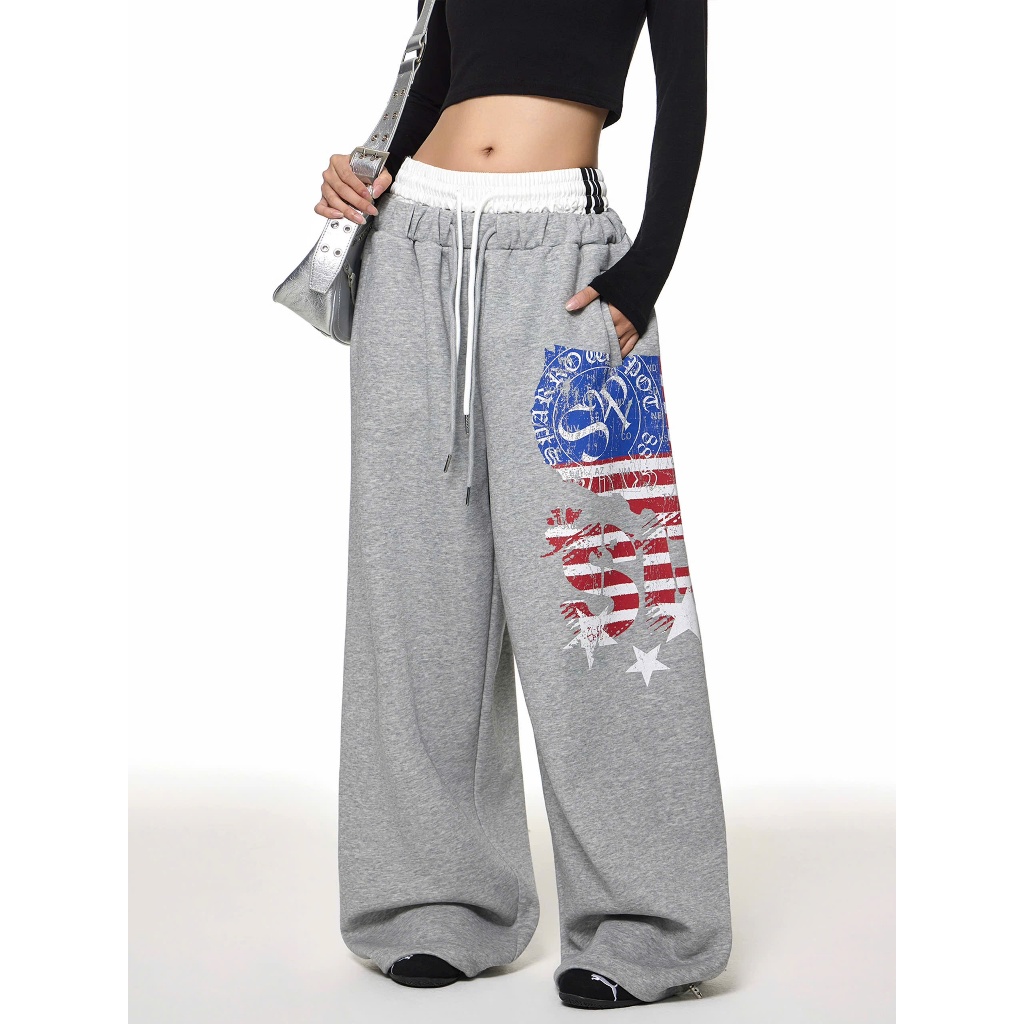 Quần jogger xám nỉ 2 cạp thể thao ống xuông hiphop streetwear cá tính