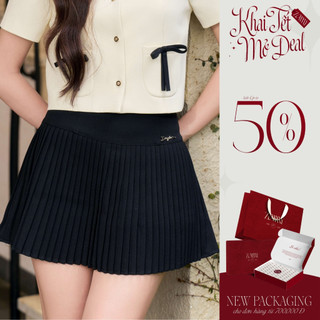  ZAMYSHOP - Chân váy xếp ly xòe ngắn đính tag chân váy chữ A chân váy vibe tiểu thư điệu đà 