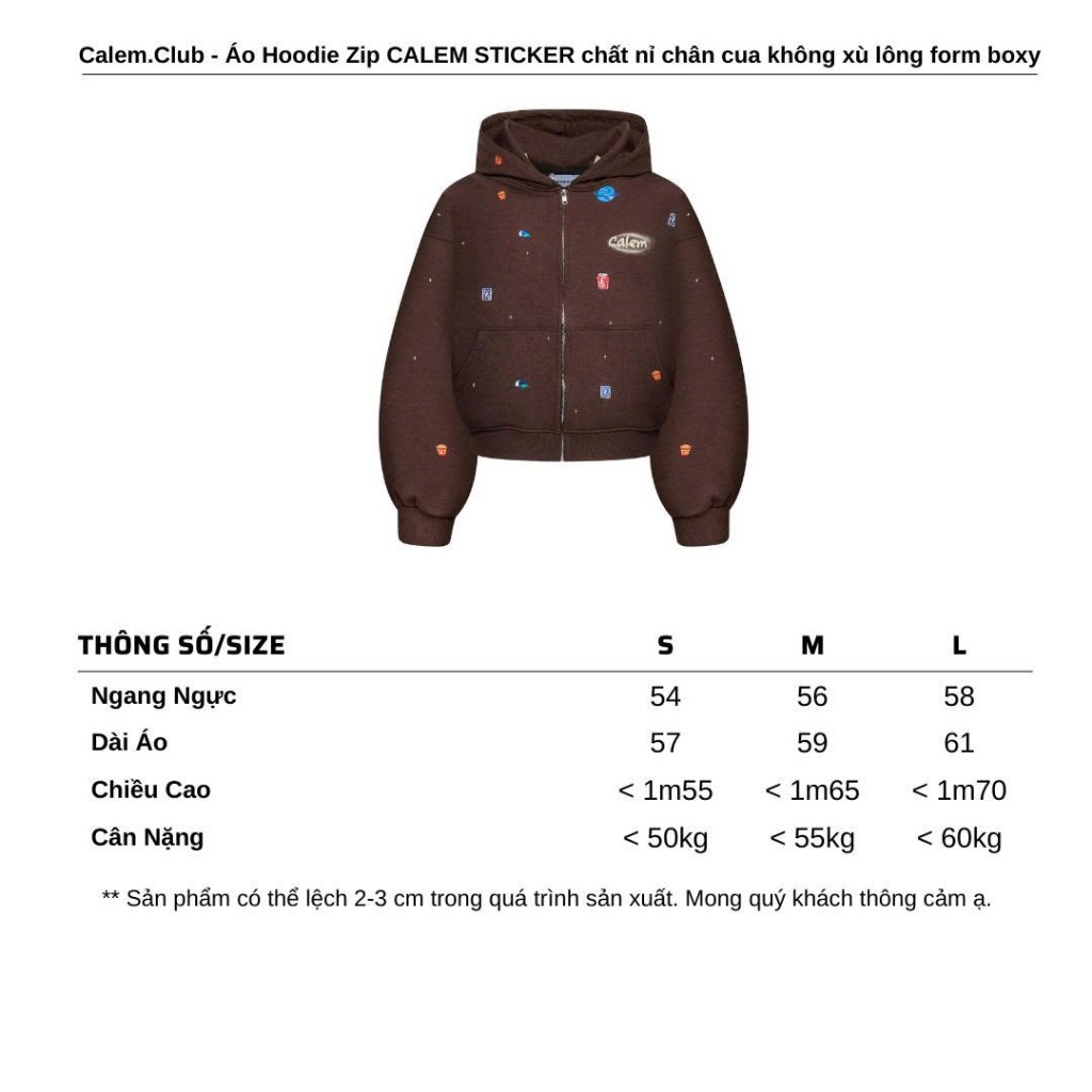 Calem.Club- Áo Hoodie Zip CALEM STICKER chất nỉ chân cua form boxy nam nữ áo khoác nỉ dây kéo mùa đông | BigBuy360 - bigbuy360.vn