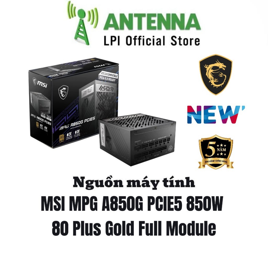 Nguồn máy tính Msi MPG A850G / MAG A850GL / PCIE5 850W 80 Plus Gold Full Modular / Chính hãng bảo hà
