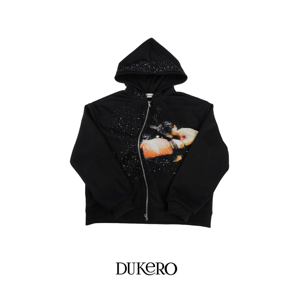 Áo khoác hoodie zip nam Cosmic Punch Dukero form boxy vải nỉ dày dặn cao cấp