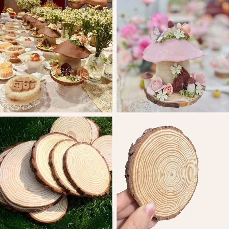 Sét 6 mặt gỗ sồi đựng xôi decor