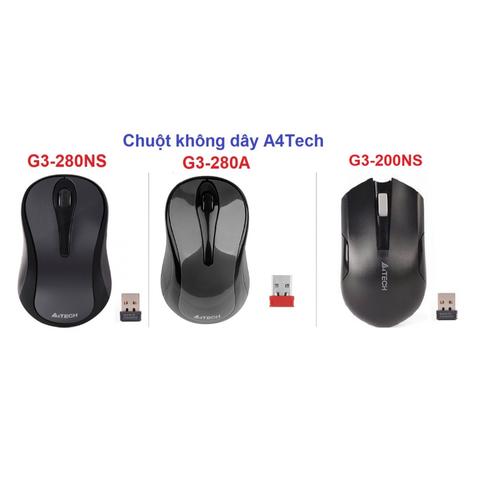 Chuột không dây A4Tech WIRELESS ( G3-280A, G3-280NS , G3-200NS ) Màu Đen