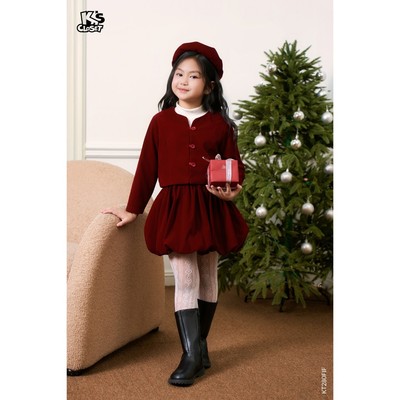 Sét Áo Kèm Chân Váy K'S CLOSET Có Mũ Kèm (Không Có Áo Trong) Chât Liệu Nhung Cho Bé Gái (2-12 tuổi) từ 10-46kg KT280FIF