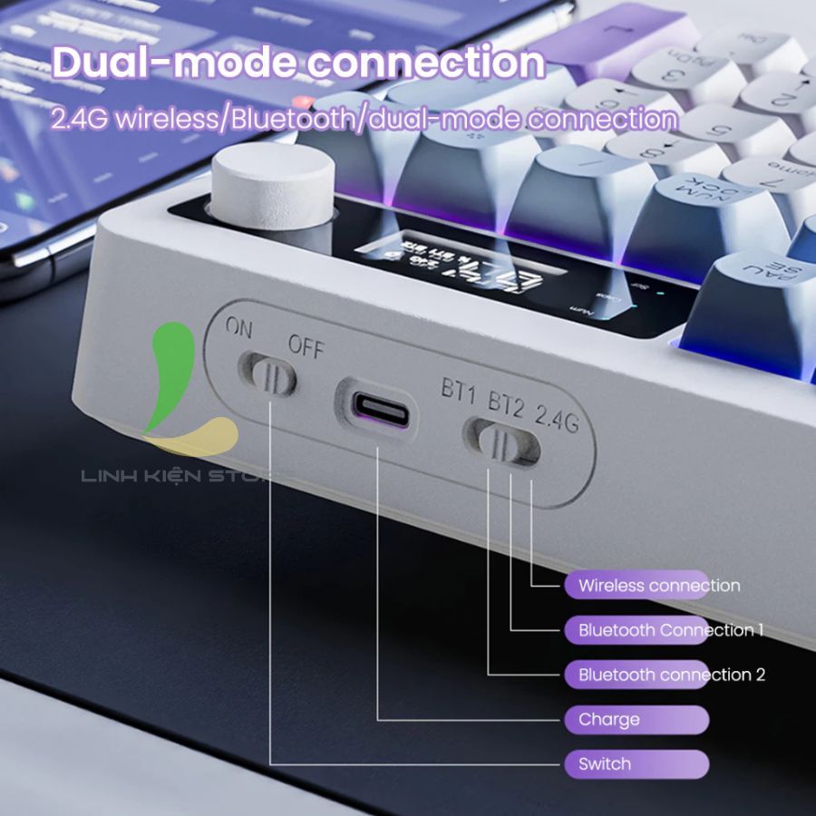 Bàn Phím Không Dây HOSAN XUNFOX TK100 Trang Bị Đèn Nền RGB, Kết Nối 2 Chế Độ Đa Năng | BigBuy360 - bigbuy360.vn