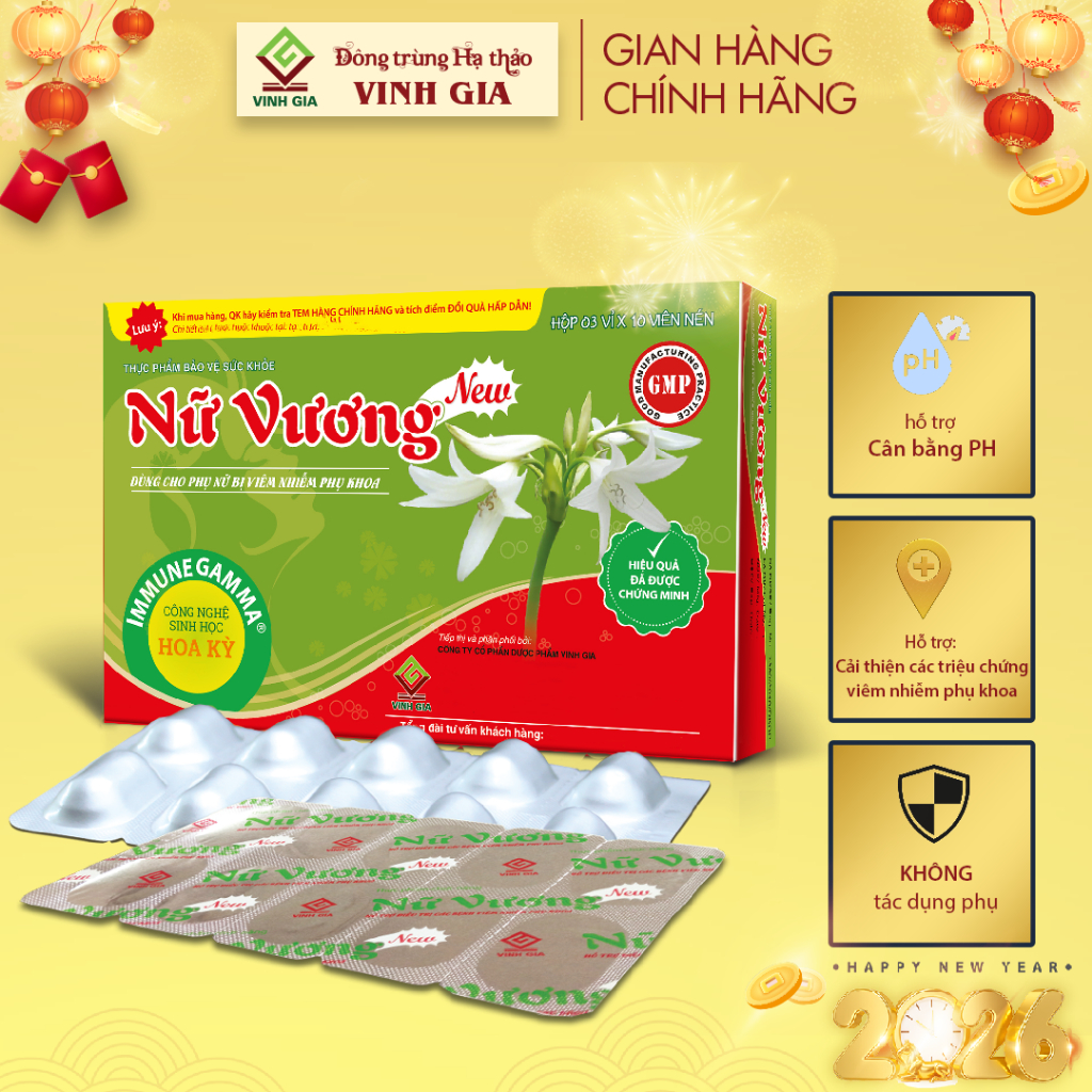Viên Uống Nữ Vương New, Giảm Khí Hư, Ngứa, Phòng Viêm Nhiễm Phụ Khoa, Hỗ Trợ Cân Bằng pH Vùng Kín