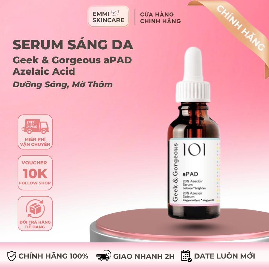 Tinh Chất Geek & Gorgeous aPAD Azelaic Acid Serum 30ml, Làm Đều Màu Da, Mờ Thâm