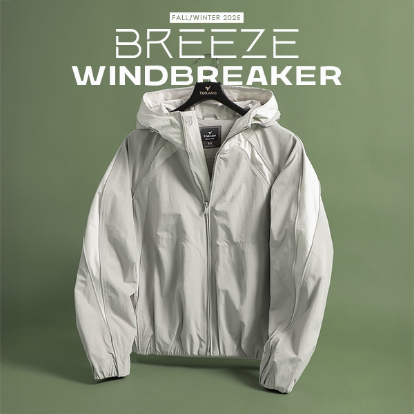 [LUXURY ITEM] Áo Khoác Gió Nam 2 lớp BREEZE WINDBREAKER TORANO Can Phối Mũ Liền Thêu Logo, Cản Gió, 