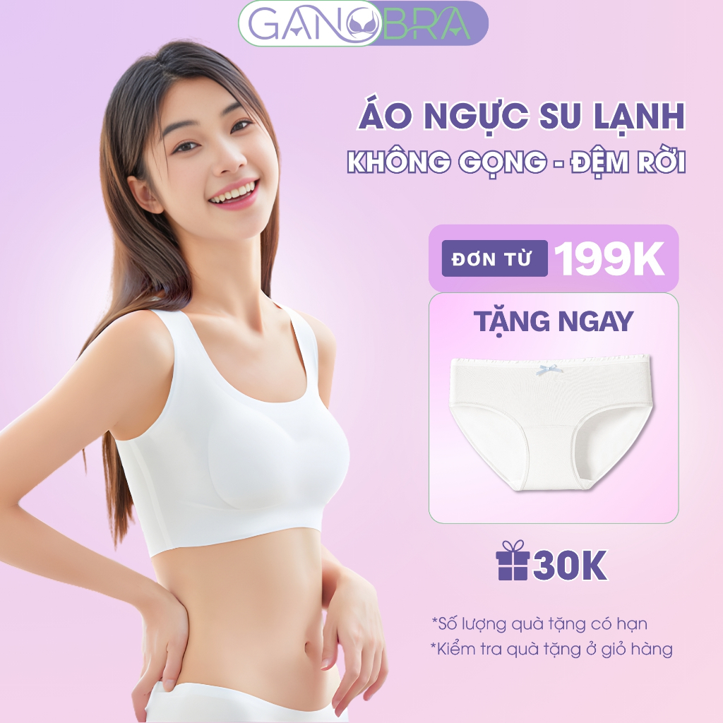 Áo Ngực Học Sinh Mút Mỏng Mềm Mại, Set Áo Lót Thể Thao Không Gọng Thoáng Mát GANOBRA A5262