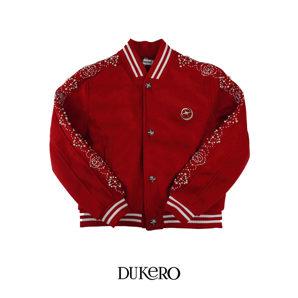 Áo khoác bomber Pearl Varsity Dukero chất vải dạ lót dù cao cấp form rộng unisex