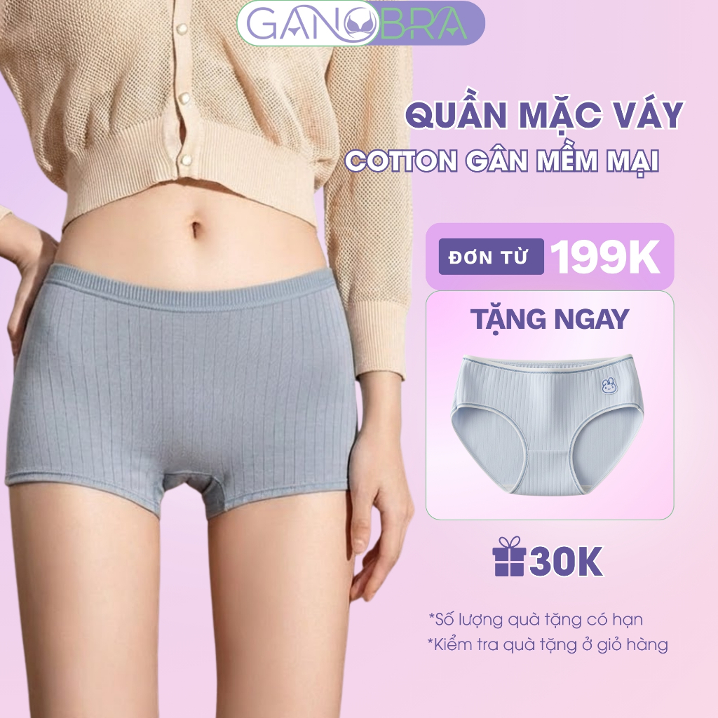 Quần bảo hộ dạng đùi cotton mềm mại - Quần mặc trong váy cạp vừa viền thun co giãn GANOBRA V4116