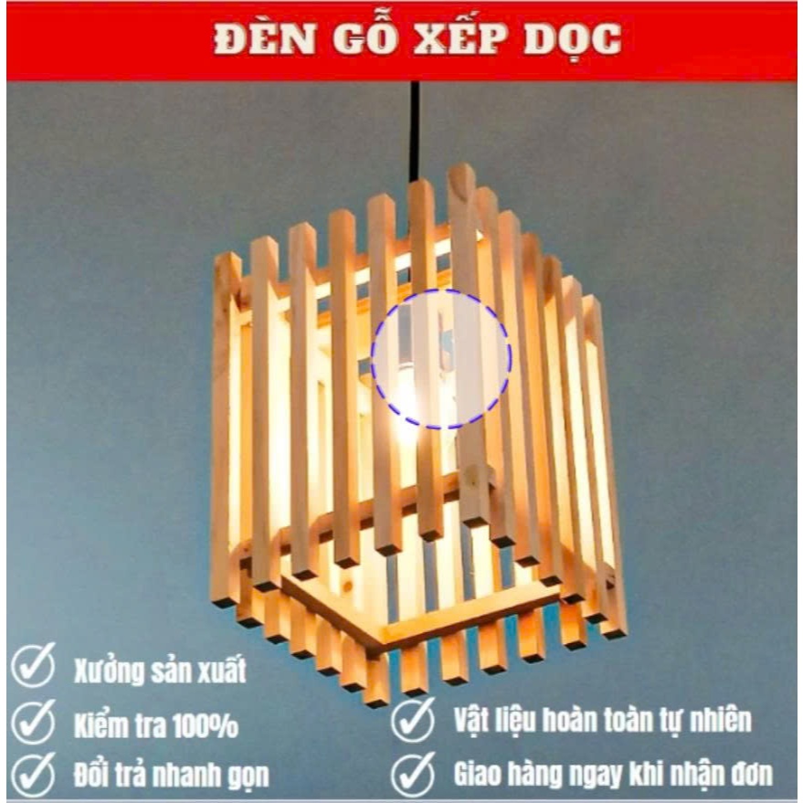 [Top Value] Đèn Gỗ Thả Trần Trang Trí Dùng Để Decor Nhà Hàng Quán Cafe Homestay. Mẫu Gỗ Xếp Dọc Apol