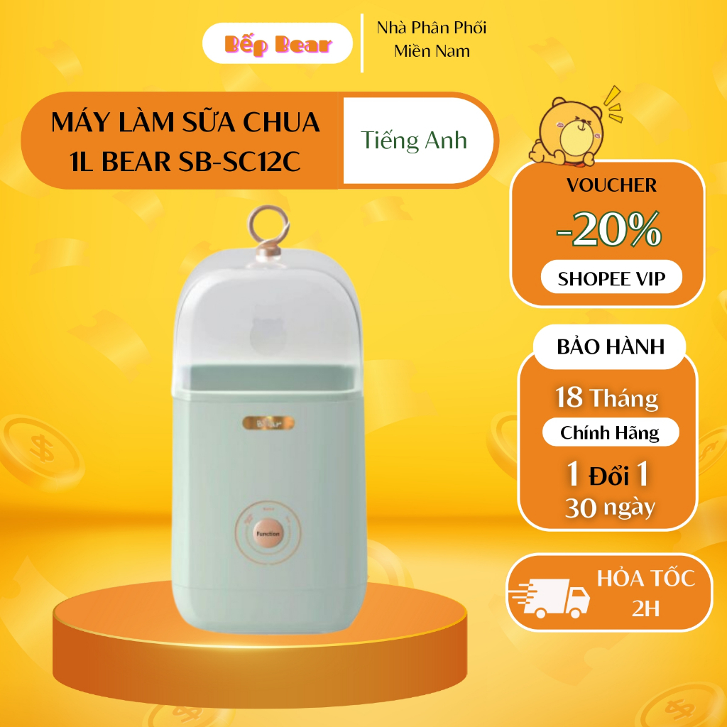 Máy Làm Sữa Chua Bear Mini 1L SB-SC12C Lên men tự động 3 chế độ, Máy ủ sữa chua tự động - Bản quốc tế Bảo hành 18 Tháng